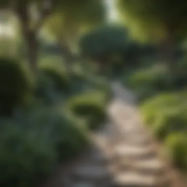 Elegant stone pathway winding through a shaded garden