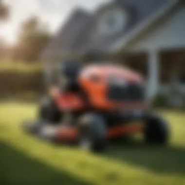 Large Deck Riding Mower in Action Overview of a large deck riding mower in action