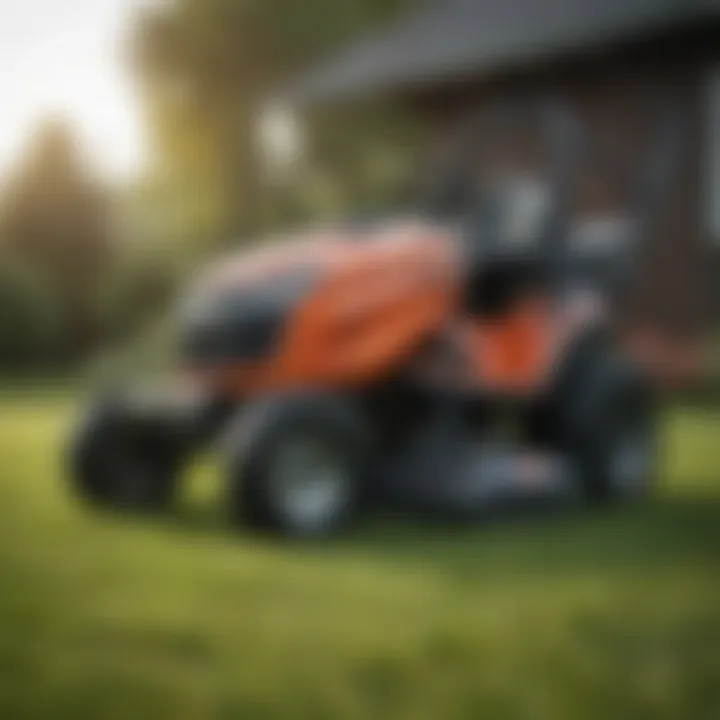 Close-up of mower's advanced technology features