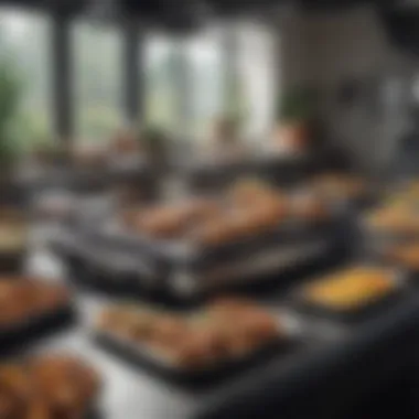 Versatility of Cooking on a Gas Griddle Variety of dishes prepared on a large gas griddle highlighting versatility.
