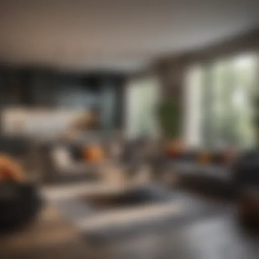 Stylish open-concept living room and kitchen integration