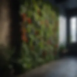 A stunning vertical garden showcasing a variety of lush green plants.