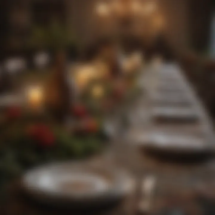 Culturally inspired long table setting with intricate patterns and unique tableware