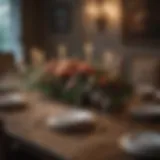 Elegant long table set for a festive gathering with floral arrangements