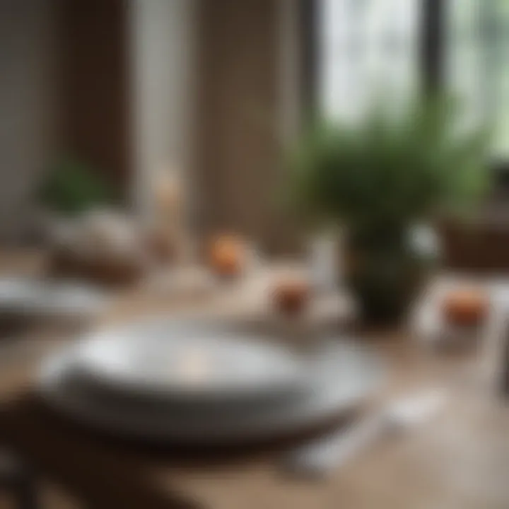 Minimalist long table decor featuring simple greenery and chic dinnerware