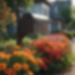 Beautifully landscaped mailbox with vibrant flowers