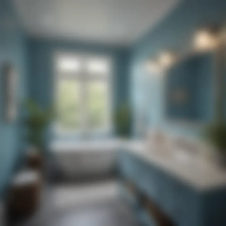 Tranquil master bath with soft blue walls