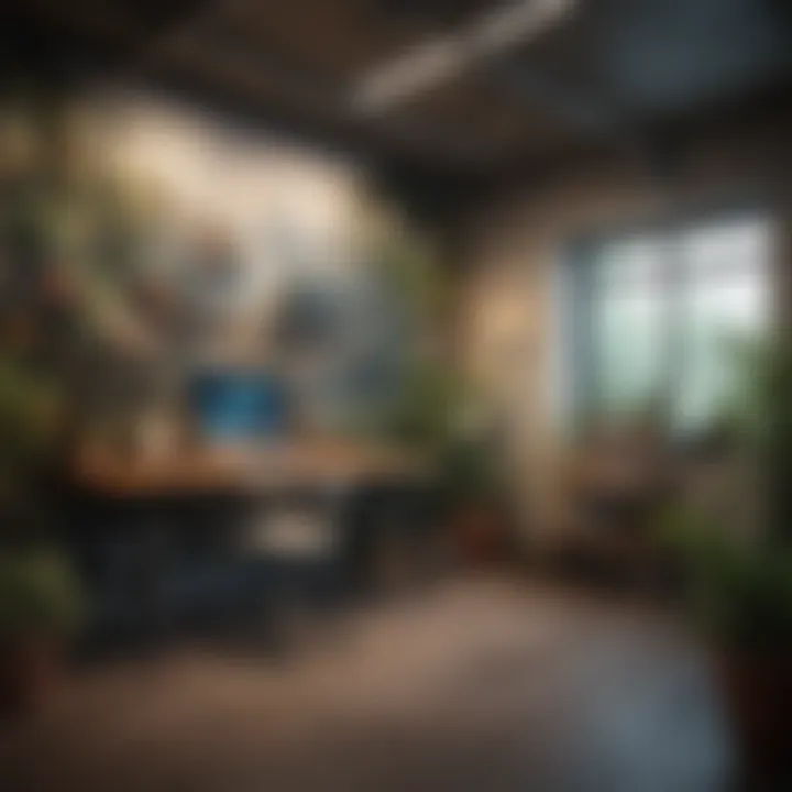 An inspiring workspace filled with mural sketches and design plans