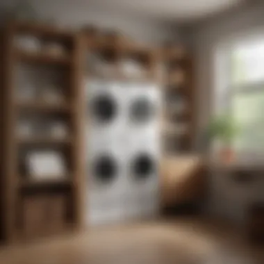 Elegant design of laundry shelves incorporating natural materials