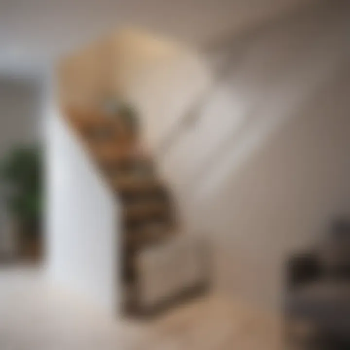 Modern aesthetic of an under stairs cupboard integrated into a living room