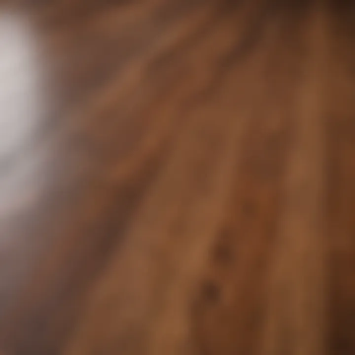 Close-up of rich wood grain in mid-century modern flooring