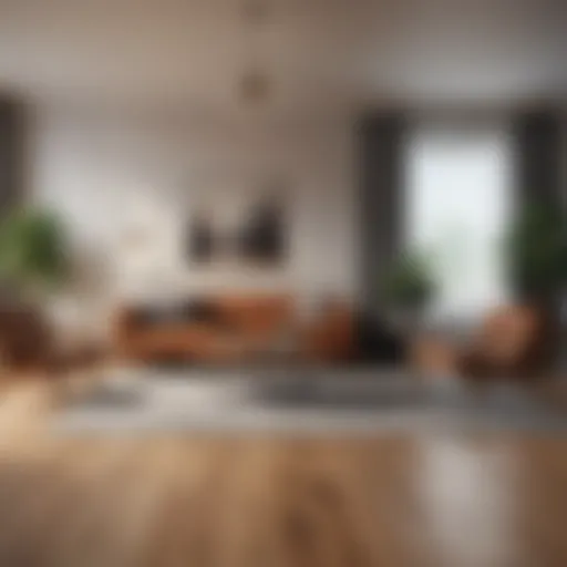 Stunning mid-century modern living room with wood flooring