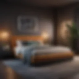 A stylish and modern bedroom showcasing innovative furnishings and decor