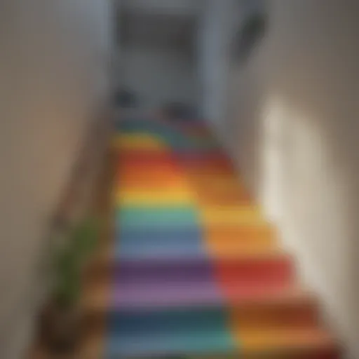 A stunning example of modern painted stairs showcasing a vibrant color palette