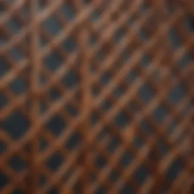 Close-up of unique wood grain on a trellis structure