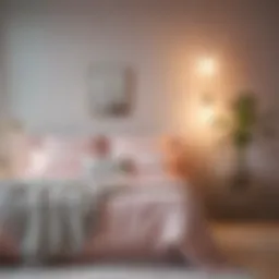 A serene bedroom showcasing soft pastel hues