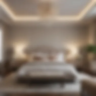 Elegant bedroom design with neutral accents and harmonious furnishings.