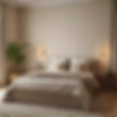 Serene Bedroom in Soft Beige A serene bedroom featuring soft beige walls and cozy linens.