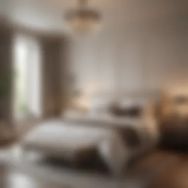 Trendy neutral-themed bedroom showcasing modern decor elements.
