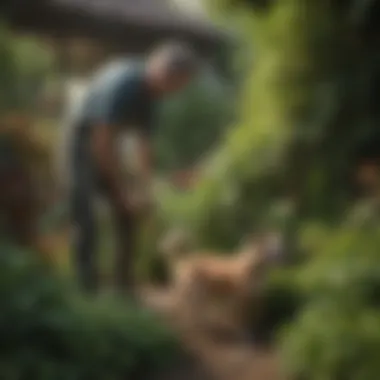 Gardener Tending to Dog-Friendly Plants Gardener tending to non-toxic plants in a dog-friendly environment