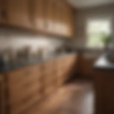 Refinished oak kitchen cabinets showcasing a rich, warm finish