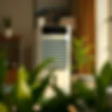 A modern air dehumidifier in a stylish home setting
