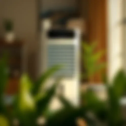 A modern air dehumidifier in a stylish home setting
