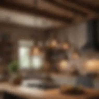 Rustic pendant lighting enhancing a cozy kitchen environment