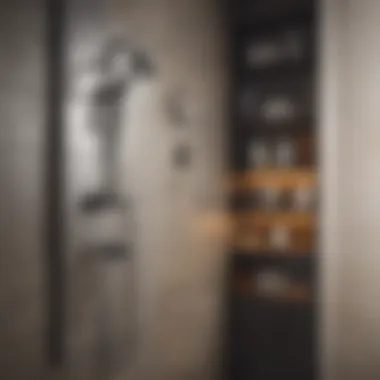 Cozy Shower with Smart Storage Cozy small shower with innovative storage solutions and stylish tiles