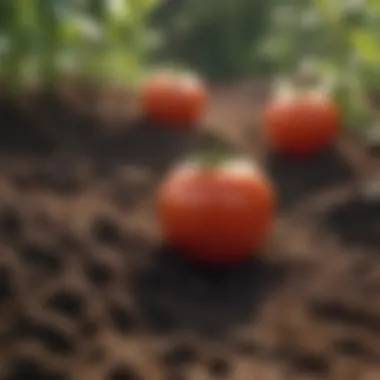 Nutrient-Rich Soil for Tomatoes Close-up of nutrient-rich soil ideal for tomato cultivation