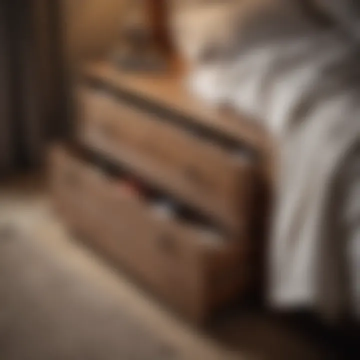 Elegant chest of drawers under a neatly made bed.