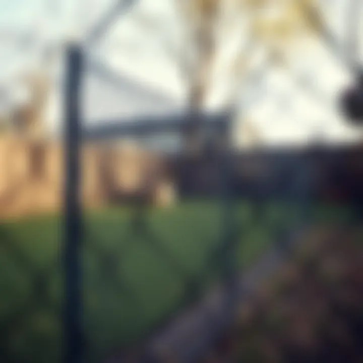 Chain link fence enclosing a yard