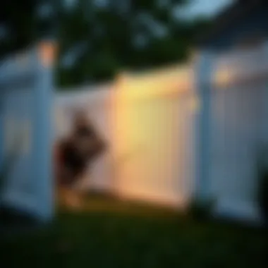 Vinyl fencing with a dog playing inside