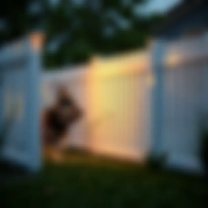 Vinyl fencing with a dog playing inside