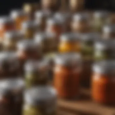 Color-Coded Labeling for Spices Color-coded labels for spice jars enhancing visual appeal.