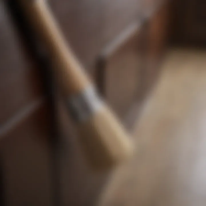 Detailed view of a brush technique on cupboard