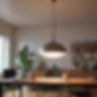Sleek Modern Pendant Light in Office Setting Modern pendant light illuminating a sleek home office