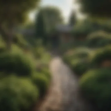 Landscape Design with Evergreen Shrubs Landscape featuring a variety of evergreen shrubs