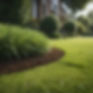 Maintained Lawn with Effective Care Healthy lawn with proper maintenance techniques applied