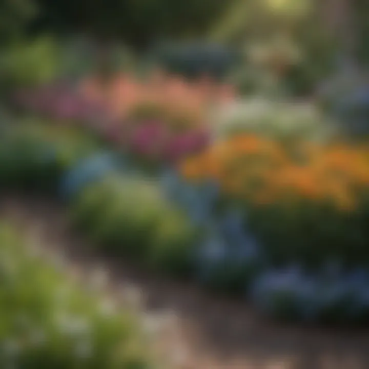 A lush flower bed featuring a variety of spring flowers