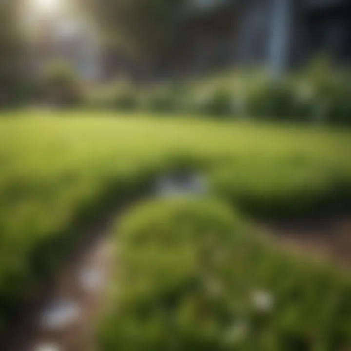 Healthy lawn with visible aeration holes
