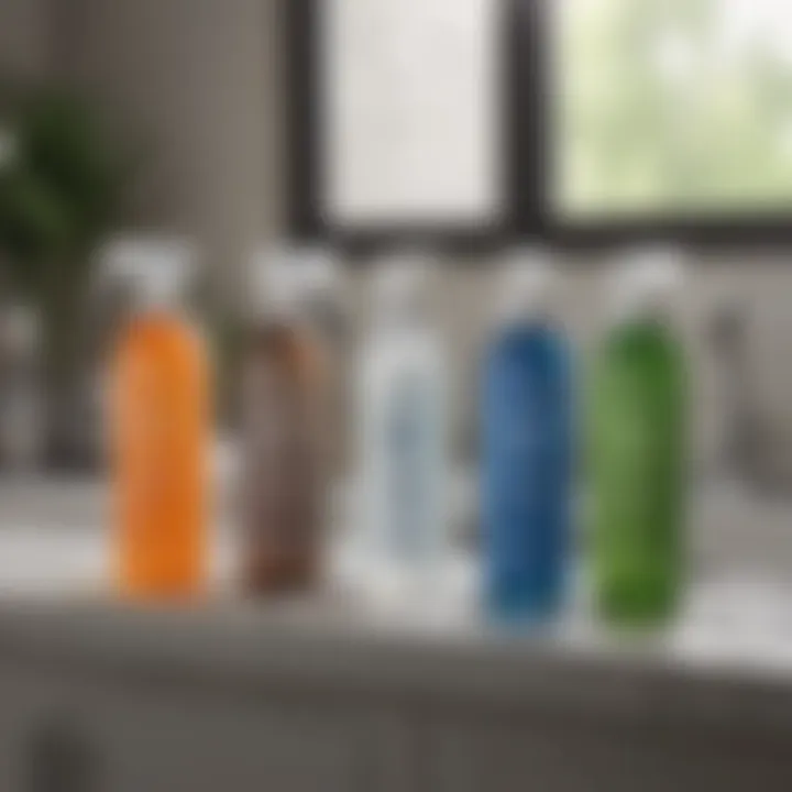 An array of pre wash odor removers displayed on a clean countertop