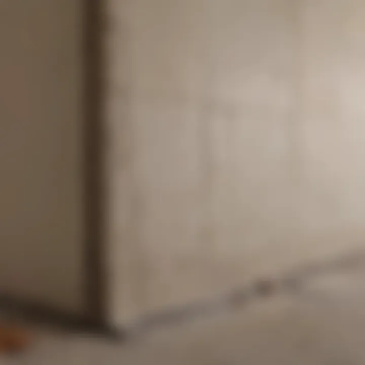 Close-up of wall repairs