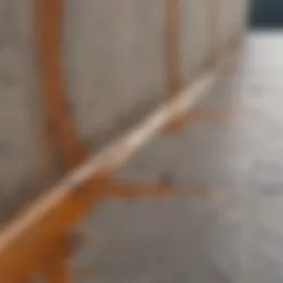 Close-up view of rust stains on concrete surface