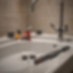 Essential tools for replacing bathtub faucet washers including wrench and screwdrivers