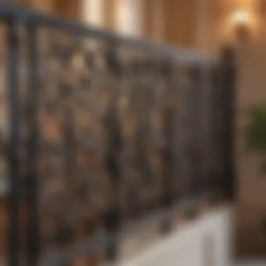 Detailed view of a beautifully restored iron railing showcasing intricate patterns