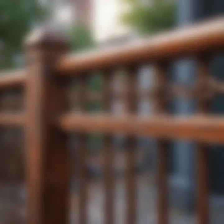 A close-up view of rust being removed from an iron railing