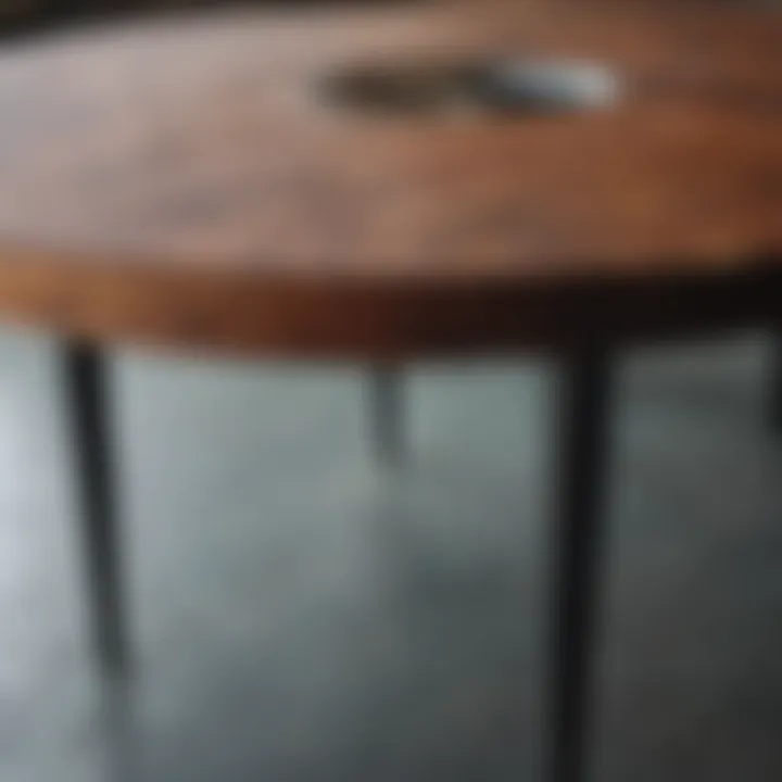 Close-up of RH dining table craftsmanship and material details