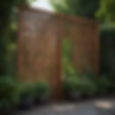 Wooden Privacy Screen in Garden Elegant wooden privacy screen in a garden setting