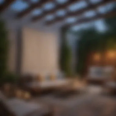 Fabric Screens in Patio Setting Stylish outdoor fabric screens creating a cozy patio atmosphere